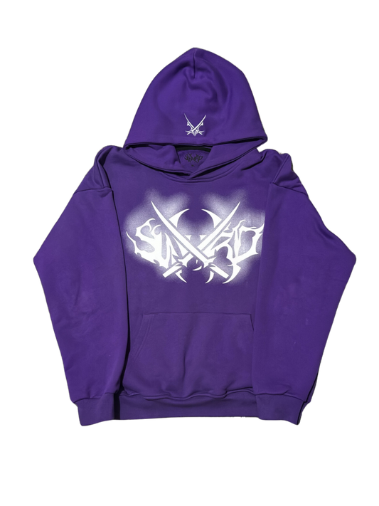 PURPLE/WHITE OVERSIZED HOODIE